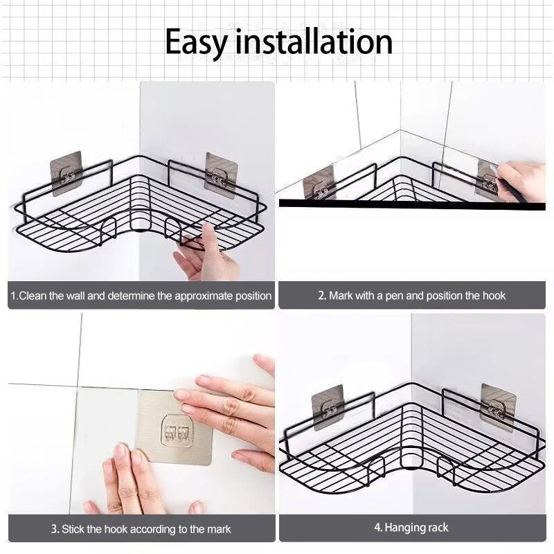 Shower, Bathtub, and Toilet Durable & Rustproof Corner Storage Organizer - WITH SCREW