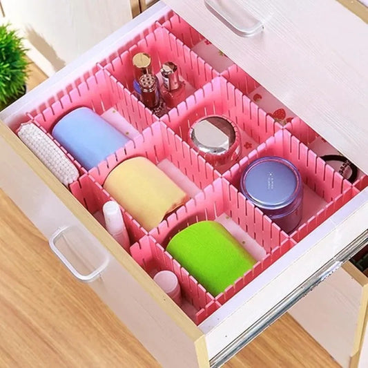 Pack of 4 Plastic Drawer Dividers – DIY Adjustable Partition Boards for Cabinets, Wardrobes & Household Storage.(Random Color)