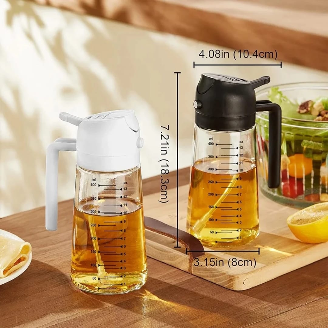 2-in-0ne Oil Spray bottle for Cooking - Refillable Olive Oil Dispenser