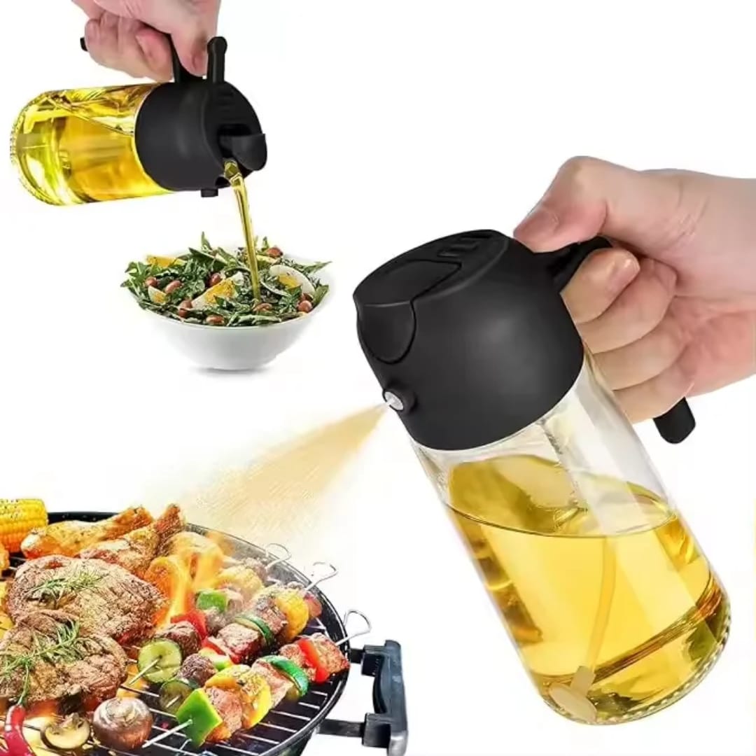 2-in-0ne Oil Spray bottle for Cooking - Refillable Olive Oil Dispenser