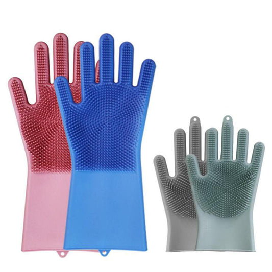1. Silicone Dishwashing Scrubber Gloves- Reusable Heat Resistant Cleaning Gloves